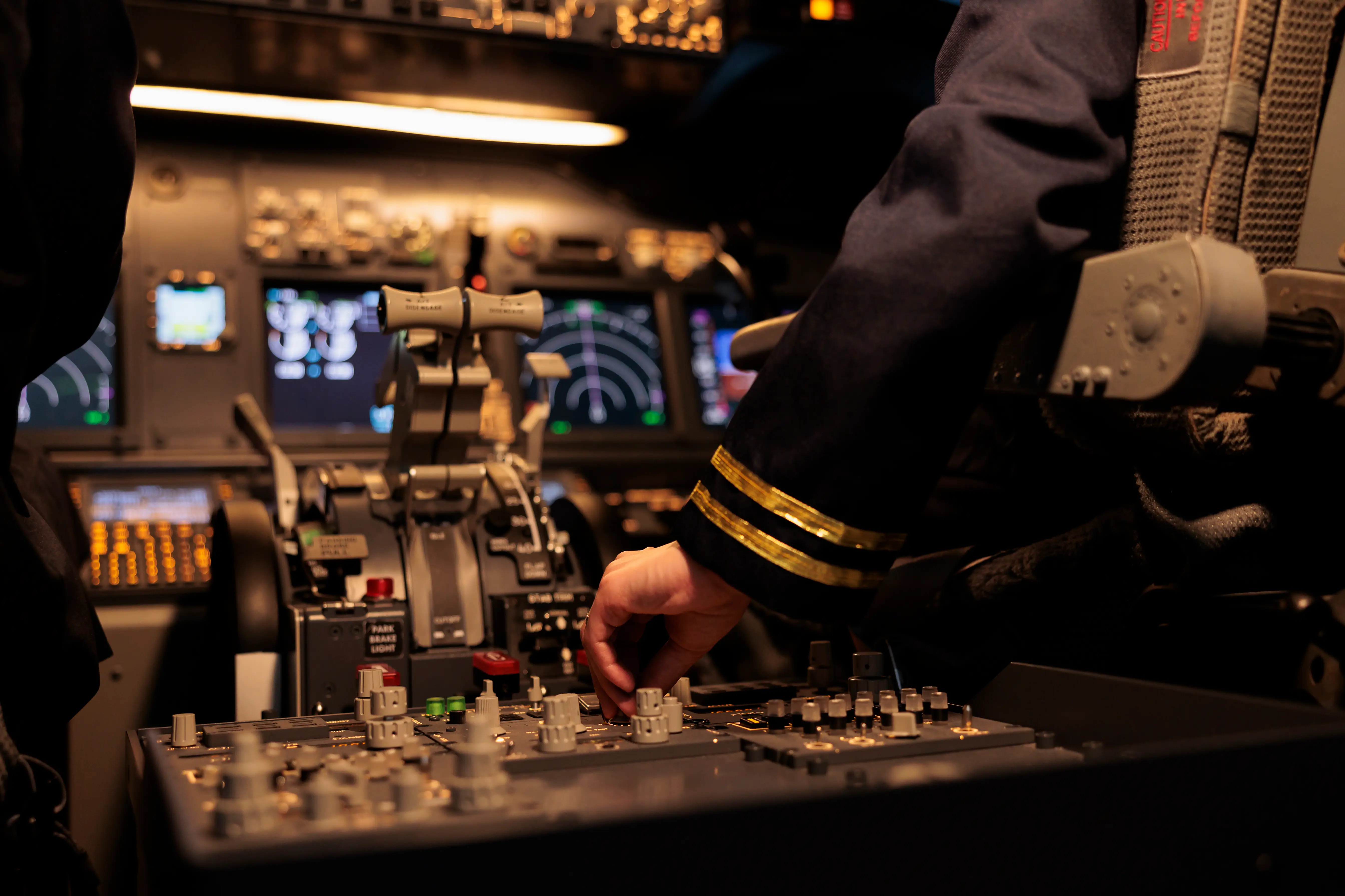 Airline-style cockpit representing professional pilot training